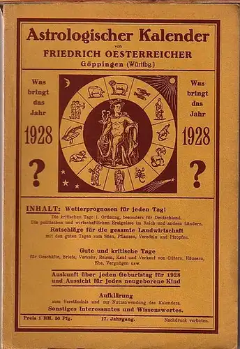 Oesterreicher, Friedrich: Astrologischer Kalender. Jahrgang 17, 1928. 