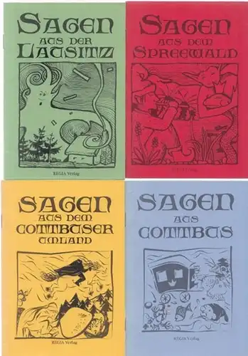 Schelzke, Renate (Auswahl) / Inka Lumer, Marlies Ziem (Illustr.) / Interforum e.V. (Hrsg.): Sagen. Konvolut, bestehend aus 4 Titeln: 1) Sagen aus der Lausitz. 2) Sagen aus dem Cottbuser Umland. 3) Sagen aus Cottbus. 4) Sagen aus dem Spreewald. 