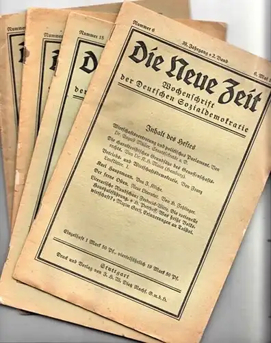 Neue Zeit, Die. - Kautsky, Karl und H. Cunow (Hrsg.). - A. Bebel, E. Bernstein, Fr. Engels, P. Lafargue, Aveling, Marx-Aveling, F. Mehring, M. Schippel, F.A. Sorge (u.a. Autoren): Die Neue Zeit. 39. Jahrgang 2. Band 1921. Konvolut bestehend aus 4 Heften: