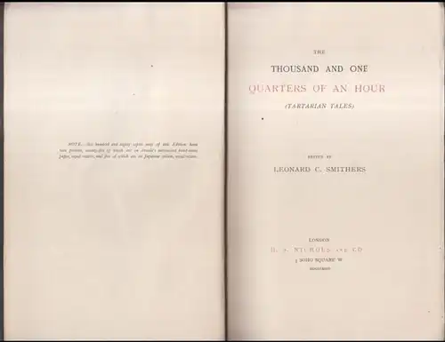 Smithers, Leonard C: The thousand and one quarters of an hour ( Tartarian tales ). 