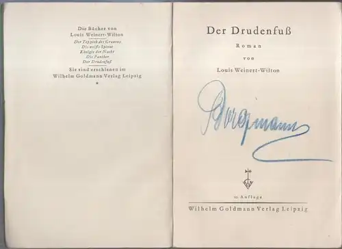 Weinert-Wilton, Louis: Der Drudenfuß. Roman ( = Reihe: Die Blauen Goldmann-Bücher ). 