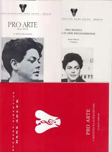Konvolut mit 4 Programmzetteln: Bruno Leonardo Gelber in der Berliner Philharmonie 1971, 1973, 1984 und 1989. - Pro Arte / Pro Musica. - Mit Werken von Beethoven, Mussorgsky, Chopin