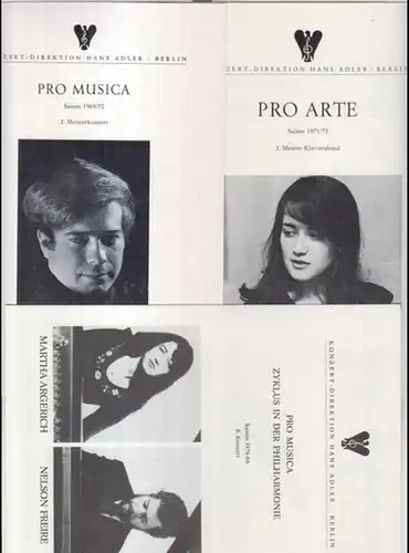 Konzert-Direktion Hans Adler, Berlin. - Martha Argerich / Nelson Freire: Programmzettel: Martha Argerich und Nelson Freire 1980 in der Berliner Philharmonie. - Mit 2 Beigaben: Freire 1969 / Argerich 1971, jeweils solo. Pro Arte / Pro Musica. - Mit Werken 