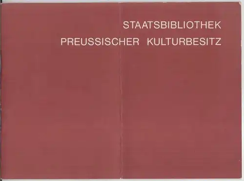 Herausgeber: Stiftung Preußischer Kulturbesitz.   Bundesbaudirektion.   Architekt: Hans Scharoun.   Grafik: Ruth Albitz: Staatsbibliothek Preussischer Kulturbesitz.   Aus dem Inhalt:.. 