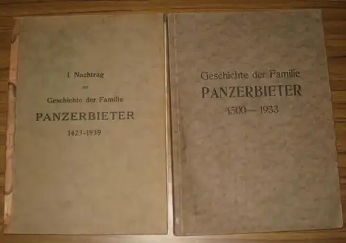 Panzerbieter / Pansenbyter / Panzerbyter / Pansenbiter / Pantzebiter / Bansenbither usw.  - H. Sussdorf / Dr. Drögereit / H.H. Rimpau / Hermann und Theodor Panzerbieter: Geschichte der Familie Panzerbieter 1500 - 1933. UND: I. Nachtrag 1423 - 1939. 