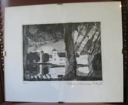 Heisig, H(einz, geboren 1951 in Weißenfels ): Schlossansicht Rheinsberg. - Exemplar Nummer 29 ( von 40 ). - Signiert !. 