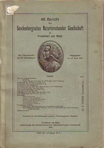 Senckenbergische Naturforschende Gesellschaft zu Frankfurt am Main.   Ernst Rödiger, Adolf Müller, F. Richters (Autoren): 46. Bericht der Gesellschaft. Im Inhalt: Aus der Schausammlung..