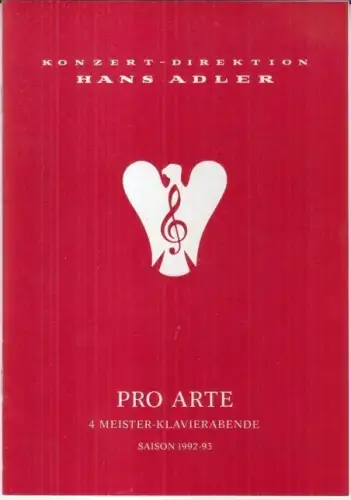 Programmheft zu: 2. Meister-Klavierabend - Cyprien Katsaris im Kammermusiksaal der Philharmonie, 1. November 1992. - gespielt wurden Werke von Mozart, Sigismund Thalberg, Chopin und Cyprien Katsaris