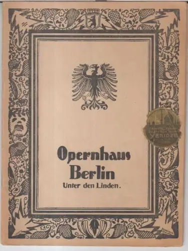 Programmheft zu: Die lustigen Weiber von Windsor. - 17. September 1919, 183. Abonnement-Vorstellung. - Komisch-phantastische Oper nach Shakespeares gleichnamigem Lustspiel von H. S. Mosenthal. - Musik: Otto Nikolai. - Musikalische Leitung: Leo Blech. - Sp