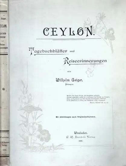Geiger, Wilhelm: Ceylon : Tagebuchblätter und Reiseerinnerungen. 