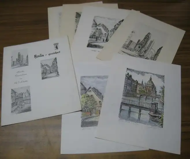 Peschke, G. E: Berlin   gezeichnet. Künstler Reproduktionen von G. E. Peschke.   Ansichten: Krögelhof, Zum Nußbaum, Schloß und Dom, Gedächtniskirche, Brandenburger Tor..