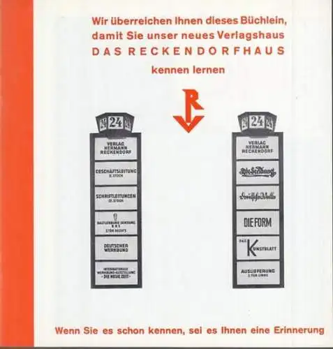 BerlinArchiv. - herausgegeben von Hans-Werner Klünner und Helmut Börsch-Supan. - Verlag Hermann Reckendorf (Hrsg.): Das Reckendorfhaus. FAKSIMILE ( = Berlin-Archiv, herausgegeben von Hans-Werner Klünner und Helmut Börsch-Supan ). 