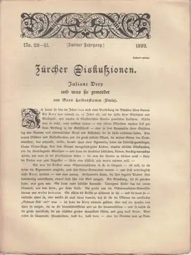 Zürcher Diskuszionen. - Sven Heidenstamm - [ Flugblätter aus dem Gesamtgebiet des modernen Lebens. Hrsg. u. meist verfaßt von Oskar Panizza ]: Jahrgang 2, No...