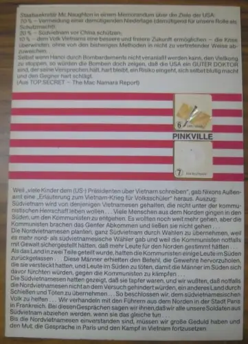 Programmheft zu: Pinkville. Deutsch von Peter Hirche. Musik von Stanley Walden.   Darsteller: Peter Kock, Bernd Heinzelmann, Jürgen Ebeling, Burghart Klaussner, Inge Brandenburg, Petra.. 