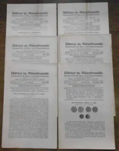 Blätter für Münzfreunde. - Dr. E. G. Gersdorf (Begr.). - E. Mertens (Hrsg. 1929 - Heft 6, 1933). - Richard Gaettens (Hrsg. Ab Heft 7/8...