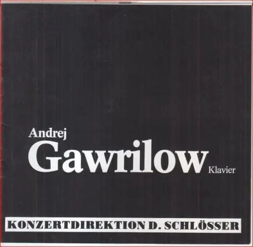 Programmheft zum Klavierabend: Andrej Gawrilow am 28. November 1985, Philharmonie. - Mit Werken von Chopin
