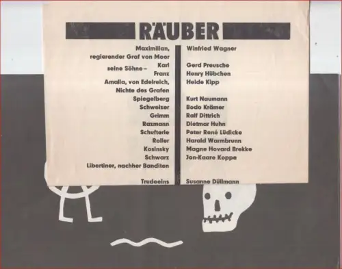 Räuber von Schiller. Programmheft Spielzeit 1990 / 1991. - mit  Henry Hübchen, Winfried Wagner, Gerd Preusche, Kurt Naumann, Susanne Düllmann, Heide Kipp u. a