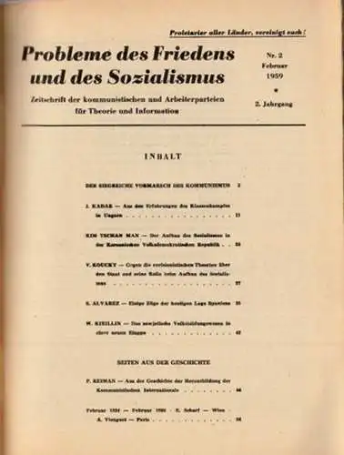 Probleme des Friedens und des Sozialismus.  J. Kadar, Kim Tschan Man, V. Koucky, S. Alvarez u.a. (Beiträge): Probleme des Friedens und des Sozialismus. 2.. 