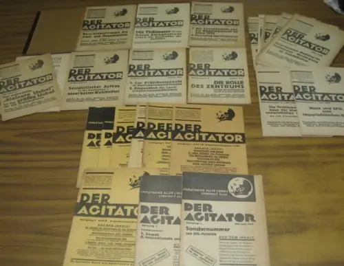 Der Agitator   Großes Konvolut  mit 27 Heften. Enthalten sind: 1. Jahrgang 1931, Hefte 1 bis 9; Sondernummer Mai / Juni zum SPD.. 