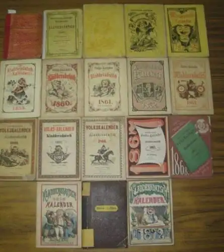 Humoristisch satyrischer [satirischer] Volks Kalender [Volkskalender] des Kladderadatsch. Großes Konvolut mit 18 Exemplaren, enthalten sind: 2.Jg. 1851   5. Jg. 1854 // 9. Jg.. 