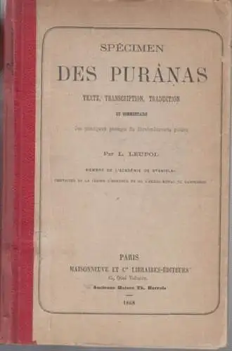 Leupol, L: Specimen des Puranas. Texte, transcription, traduction et commentaire. Des principaux passages du Bhrahmavaevarta purana. 