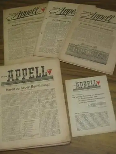 Unser Appell.- Generalsekretariat der VVN in der sowjetischen Besatzungszone (Hrsg.) - Karl Raddatz (Chefred.): Unser Appell - 19 Ausgaben des 1. und 2. Jahrgangs 1947 / 1948 inkl. einer Sondernummer. Halbmonatsschrift der Vereinigung der Verfolgten des N