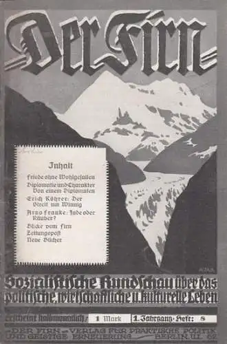 Firn, Der. -  Erich Köhrer / Arno Franke / , Harausgeber: Albert Baumeister: Der Firn. 1. Jahrgang, Heft 8, 15. Januar 1920. Sozialistische Rundschau...