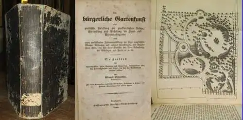 Schmidlin, Eduard: Die bürgerliche Gartenkunst oder praktische Anleitung zur zweckmäßigen Anlage, Eintheilung und Bestellung der Haus  und Wirtschaftsgärten nebst einer umfassenden Zusammenstellung der hierzu.. 