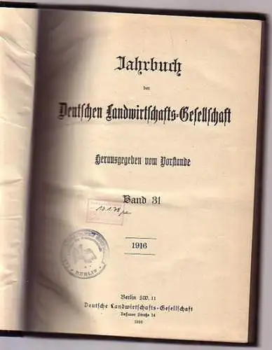 Jahrbuch. - Vibrans / Fischer / Fingerling / Honcamp / Andrä / Vogel / Stieger / Backhaus / Hähnel / Saeuberlich / Ehrenberg / Lehmann...