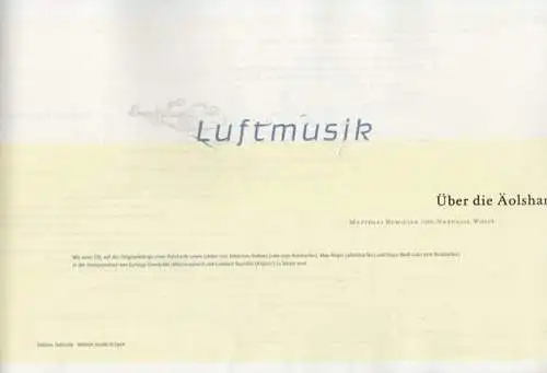 Bumiller, Matthias - Nathalie Wolff: Luftmusik - Über die Äolsharfe. 