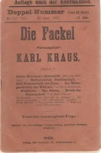 Mühsam, Erich - Karl Kraus (Hrsg.): Zur Naturgeschichte des Wählers - IN: Die Fackel, Nr. 223 - 224, 12. April 1907, IX. Jahr. 