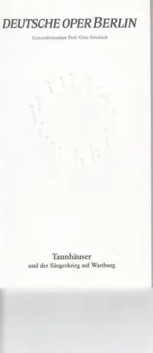 Programmheft zu: Tannhäuser und der Sängerkrieg auf der Wartburg   Aufführung  am Sonntag, 18. Oktober 1992.   musikalische Leitung: Jiri Kout /.. 