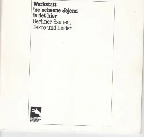 Ne schgöne Jejent is det hier . Spielzeit 1980/81.  Inszenierung: Peter Fischer, mit u. a.: Heike Balzer / Christine Biniasch / Ursula Diestel / Berta Drews / Gudrun Genest / u.a.. Programmheft der Schiller-Schlosspark-Werkstatt Berlin