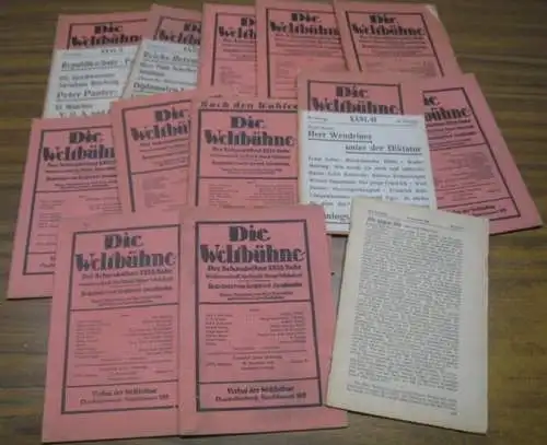 Weltbühne, Die.   begründet von Siegfried Jacobsohn, unter Mitarbeit von Kurt Tucholsky herausgegeben von Carl v. Ossietzky.   mit Beiträgen von Kurt Tucholsky.. 