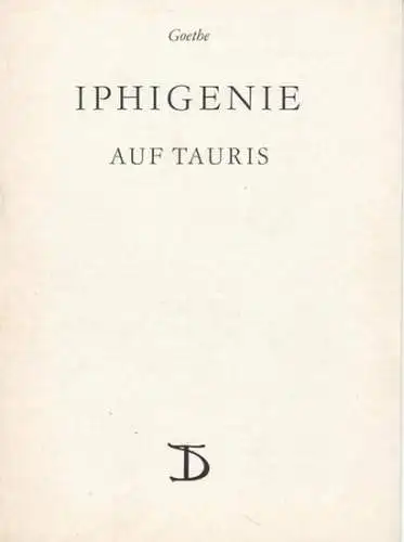Programmheft zu: Iphigenie auf Taurus. Ohne Aufführungsdatum. Regie: Wolfgang Langhoff. Mitarbeit: Wolfram Krempel. Bühnenbild und Kostüm: Heinrich Kilger. Darsteller: Inge Keller / Herwart Grosse /.. 