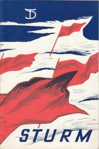 Programmheft zu: Sturm. Spielzeit: 1957/58, Heft 2. Regie: Wolfgang Langhoff. Bühnenbild und Kostüm: Heinrich Kilger. Musik von Hanns Eisler. Liedertexte von Majakowski und Johannes R.. 