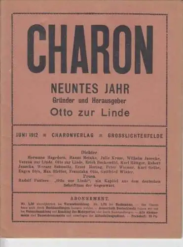 Charon   Otto zur Linde, Rudolf Paulsen, Karl Röttger (Herausgeber)   Autoren: Hermann Hagedeorn / Hans Meinke / Julie Kruse / Wilhelm Janecke.. 