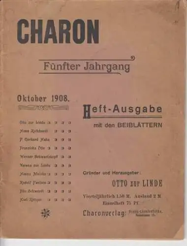 Charon   Otto zur Linde, Rudolf Paulsen, Karl Röttger (Herausgeber)   Autoren: Hans Rothhardt / P. Gerhard Hahn / Franziska Otto / u.. 