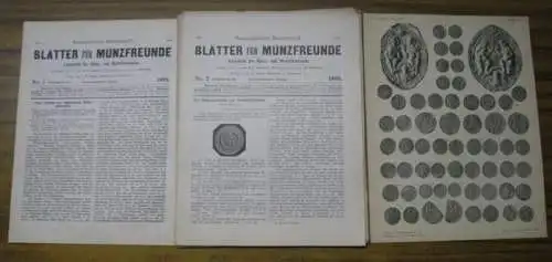 Blätter für Münzfreunde.   E. G. Gersdorf (Begründer).   H. Buchenau (Hrsg. Ab 1899).   Julius Erbstein (Hrsg. Bis 1897).. 