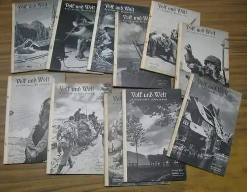 Volk und Welt. Fast kompletter 9. Jahrgang 1943, Hefte 1 - 7 und 9 - 12 (es fehlt nur Heft 8). Deutschlands Monatsbuch. - Aus dem Inhalt: Max Planck - Der Sinn der exakten Wissenschaft / Karl Megerle: Das neue Wesen des Krieges / Waldemar Bonsels: Besinnu