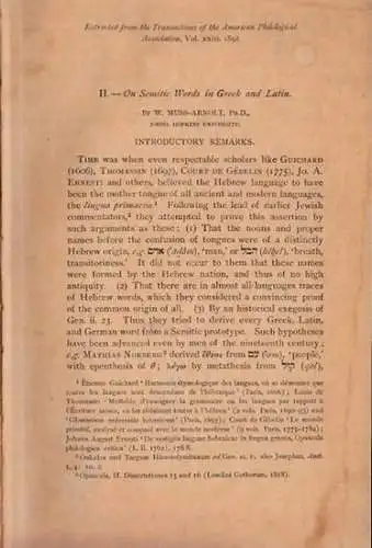 Muss-Arnolt, William: On Semitic Words in Greek and Latin. 