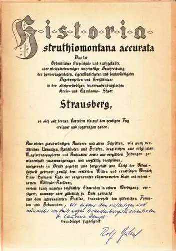 Strausberg.- Rolf Barthel: Geschichte der Stadt Strausberg - Monographische Gesamtdarstellung (= Studien zur Geschichte, Band 9). 