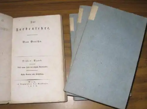 Goethe, J.W.v: Zur Farbenlehre. 4 Abteilungen in 2 Bänden OHNE den Tafelband. (= Goethe's sämmtliche Schriften, Zwanzigster bis drey und zwanzigster (20. bis 23.) Band). 