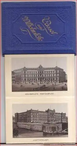 Cassel (Kassel).   Wilhelmshöhe: Cassel und Wilhelmshöhe.   Motive: Bahnhof / Löwenbrunnen / Königsplatz, Postgebäude / Justizpalast / Friedrichsplatz / Bildergallerie / Author.. 