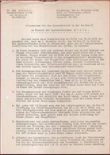 SA der NSDAP, Landesverband Mitte der SA Res. II.   von Puttkamer, Landesführer Mitte: Allgemeines für den Dienstgebrauch in der SA Res. II im.. 