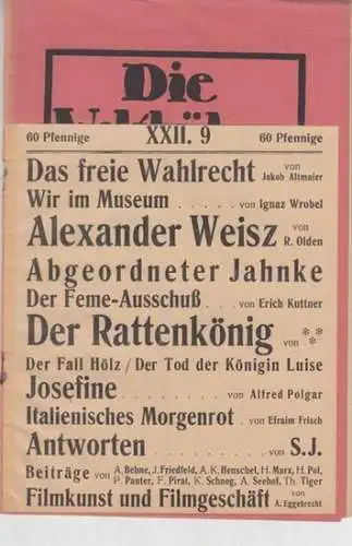 Weltbühne, Die.   herausgegeben von Siegfried Jacobsohn.   mit Beiträgen von Kurt Tucholsky ( auch unter den Namen Peter Panter, Theobald Tiger, Ignaz.. 