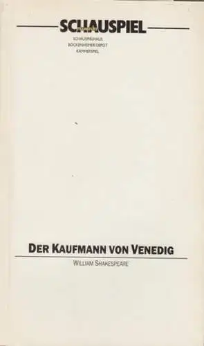 Der Kaufmann von Venedig.  Regie: Engel, Wolfgang.  Bühne: Finke, Jochen / Hendrix, Renee.  Musik: Hertel, Thomas.  Darsteller: Koch, Wolfram / Spengler, Volker / Fritzsche, Justus / Lipp, Alfons u.a,
