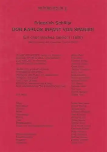 Deutsches Theater.   Kammerspiele  Berlin.   Schiller, Friedrich: Don Karlos. Infant von Spanien. Ein dramatisches Gedicht ( 1805 ). 18. Spielzeit.. 