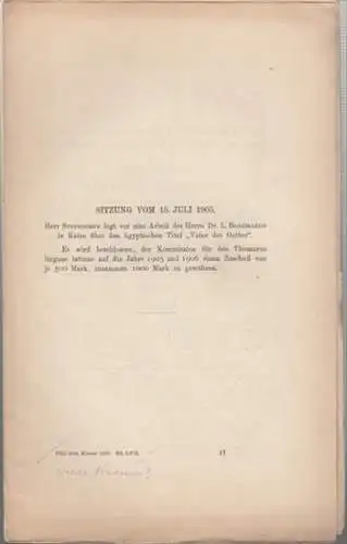 Der ägyptische Titel ' Vater des Gottes ' als Bezeichnung für ' Vater oder Schwiegervater des Königs. ' (Philolog.-historische Klasse der  Königl. Sächsischen Gesellschaft  der Wissenschaften zu Leipzig, Bd. LVII, 1905)