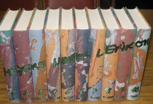 Meyers Lexikonredaktion (Hrsg.) / Markus Lüpertz (Einbandgestaltung) / Gerd Grill u.a. (Red.): Meyers Neues Lexikon - 10 Bände komplett. Künstlerausgabe, Einbandgestaltung vom Markus Lüpertz. 